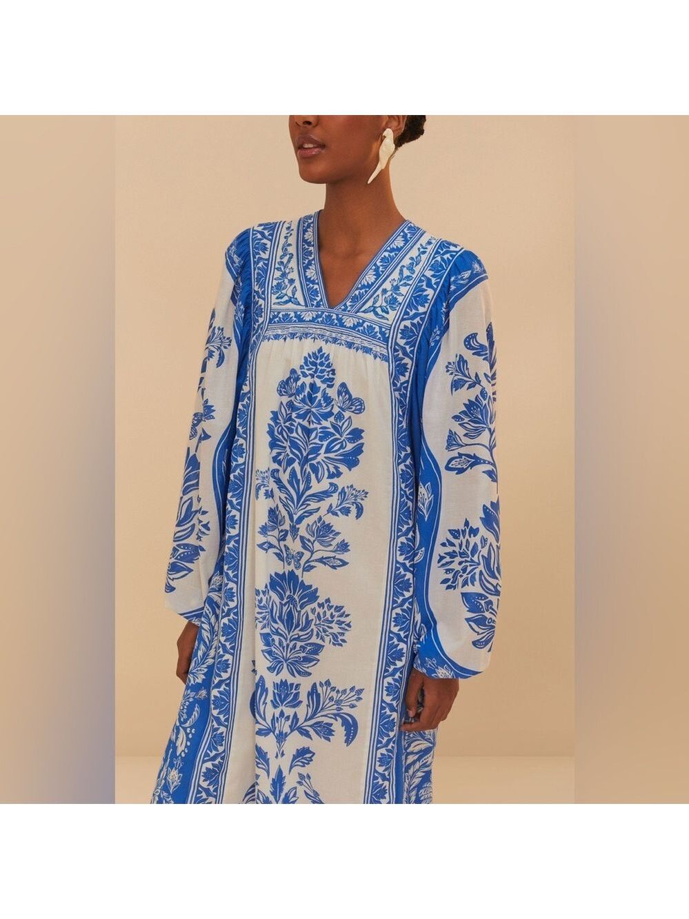 Farm Rio Off-White Delicate Tapestry Long Sleeve Maxi Dress - Picture 5 of 10